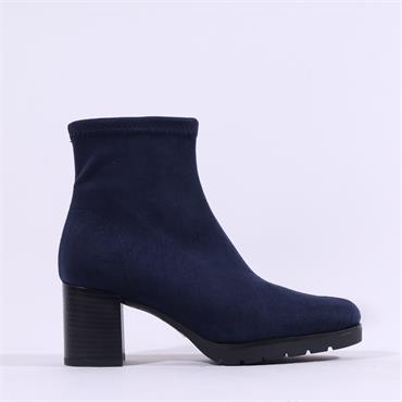 Miss Elastic Platform Block Heel Boot - Navy